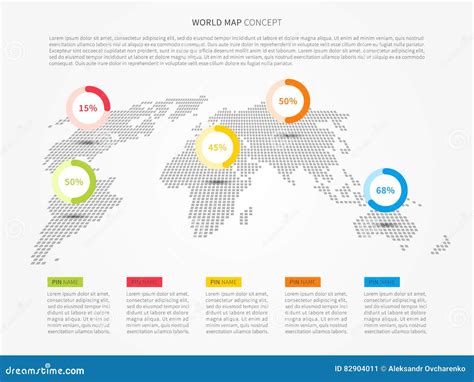 Perspective World Map Infographic With Colorful Pointers Vector