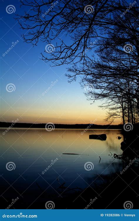 Twilight On Lake Stock Photo Image Of Water Sunset 19282086