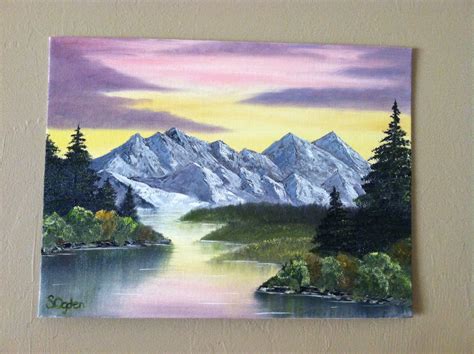 Oil painting, sunset over mountain stream in 2019 | Acrylic painting inspiration, Acrylic ...