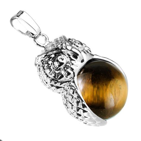 BEADNOVA Vintage Natural Brown Tiger Eye Gemstone Necklace Crystal