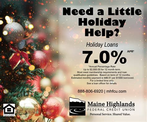 Upon successful enrolment, your chances will be calculated based on your spend starting 1st november 2018. Current Loan Specials - Maine Highlands Federal Credit Union