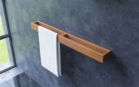 ᐈ Aquatica Universal 32 Waterproof Wall Mounted Iroko Wood Towel Rack