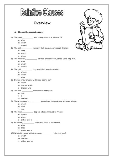 A relative clause is a phrase that adds information to a sentence. Relative Clauses Multiple Choice Activity