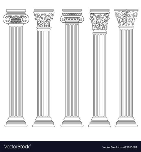 Roman Column Set Greek Pillar Ancient Royalty Free Vector Sponsored