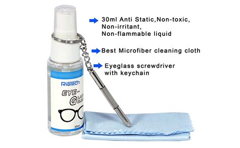 riatech optical eyeglasses cleaner spray and repair kit with microfibre cloth 100 clear vision