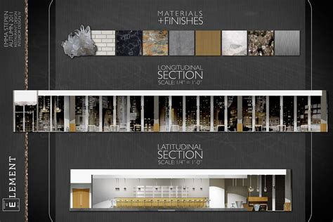 Presentation Board Materials Finishes And Section Views Interior