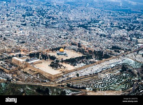 Aerial View Of The Dome Of The Rock Temple Mount Old City Jerusalem