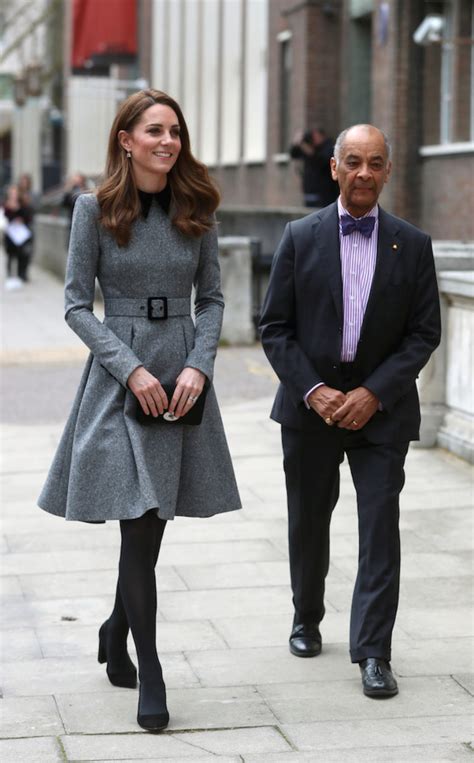 Kate Middleton Wows In Grey Belted Dress And Hat Combo At ...