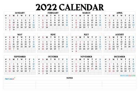 Calendar 2022 With Week Numbers Landscape Pdf Image