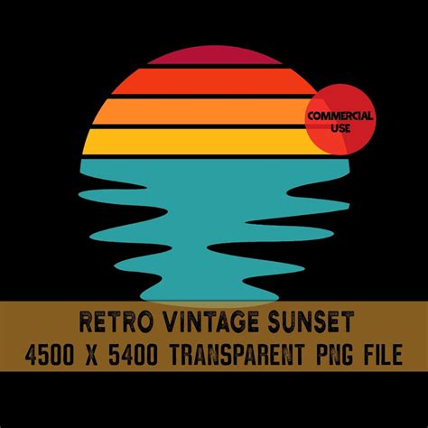 Retro Vintage Sunset Png Clip Art Wave 5 Color Palette Instant Etsy