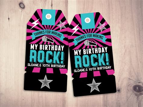 Party Favor Tag Rockstar Birthday Favor Boy Birthday Personalized
