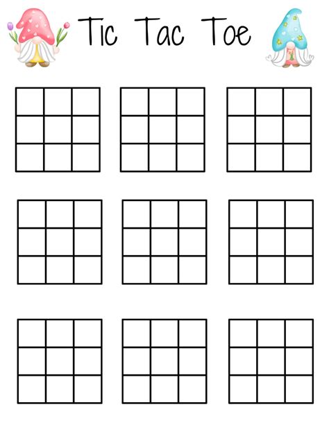 Printable Tic Tac Toe Game 10 Pages Gnomes Etsy