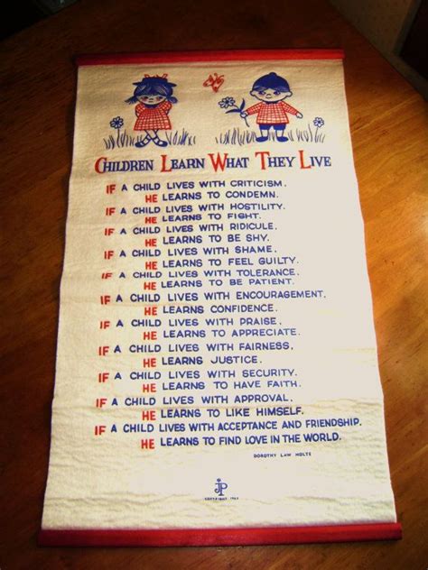 Poster Children Learn What They Live Felt Banner Dorothy Law Nolte