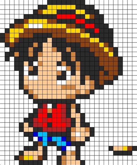 Chibi Luffy One Piece Perler Bead Pattern Mangaandanime