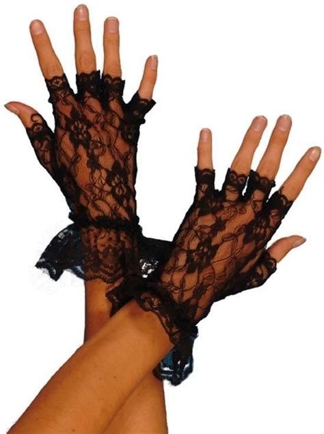 new black lace short fingerless gloves 80 s french maid madonna jaren 80 kleding 80 kleding
