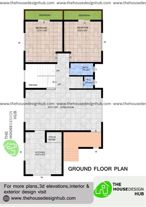 26 X 51 Ft 5 Bhk Duplex House Plan In 2500 Sq Ft The House Design Hub