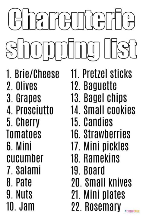 Free Printable Charcuterie Board Shopping List So You Don T Forget