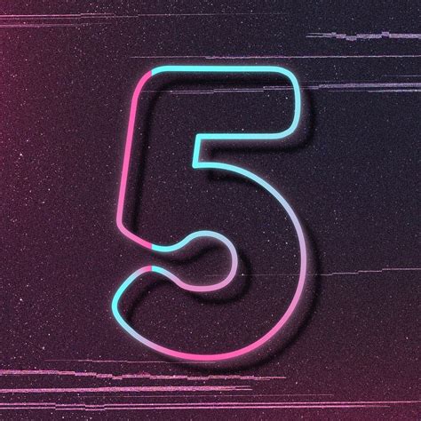 Neon Number Number 5 Neon Glow Free Illustrations Free Psd Neon Pink Purple Free Image