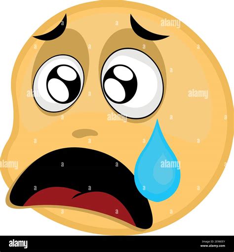 Vector Illustration Of An Emoticon With A Scared Expression And A Tear