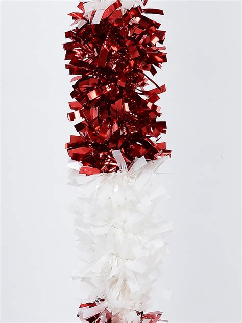Red And White Stripe Tinsel Candy Cane Stick Christmas Display Decoration