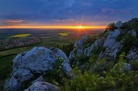 Wallpaper Sunlight Landscape Mountains Sunset Sea Hill Rock