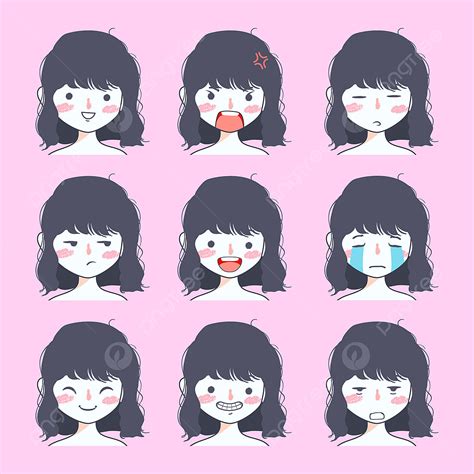 Cute Girl Emoji Sticker Collection Social Media Chat Png And Vector