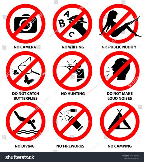 Prohibition Signs Park Vector Stock Vector Royalty Free 1019462707