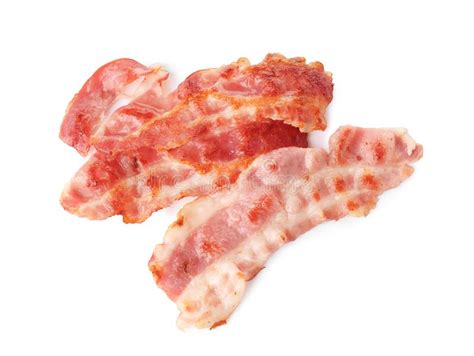 Fatias De Bacon Roasted Para O Hamburguer Isolado No Branco Foto De