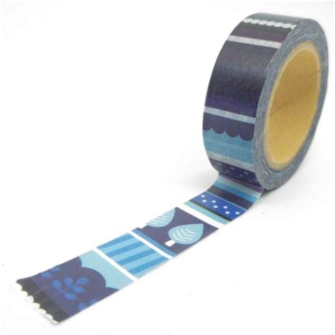 washi tape rectangles motifs géométriques et sapins 10mx15mm bleu washi tape creavea