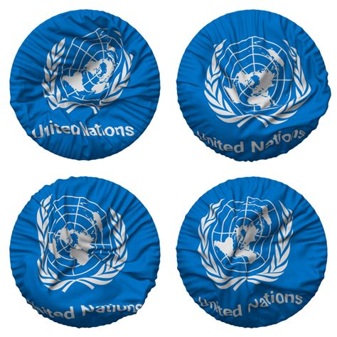 United Nations Un Flag In Round Shape Isolated With Four Different