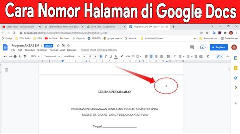 Cara Membuat Nomor Halaman Di Google Docs Youtube