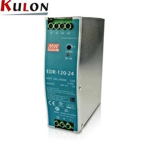 Single Phase Acdc 120w 24v 5a Genuine Meanwell Edr 120 24 Industrial