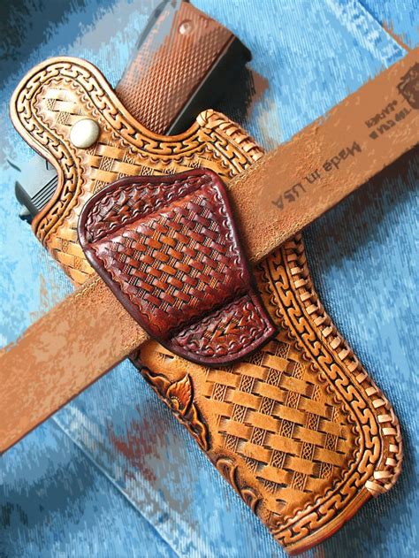 Tooled Holster 1911 Floral Sheridan Etsy Custom Leather Holsters