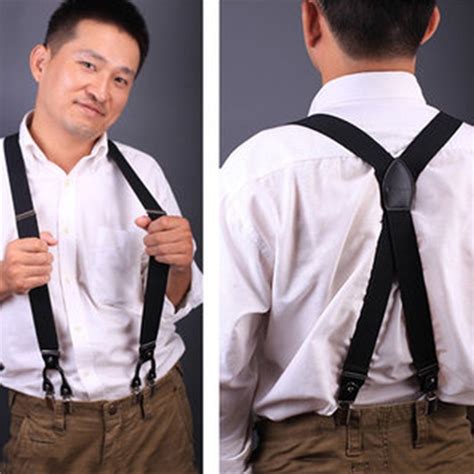 2017 New Fashion Leather 6 Clips Suspender Male Vintage Casual