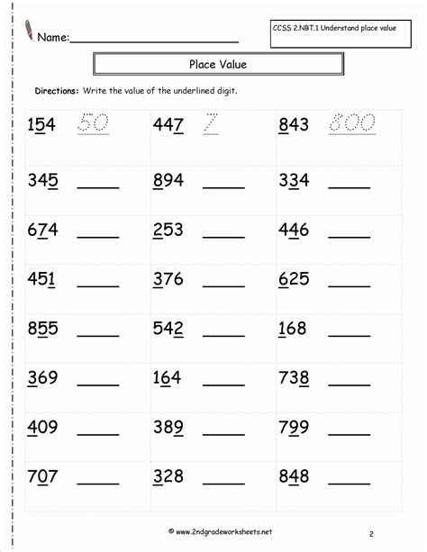 Math Expanded Form Worksheet Grade 2