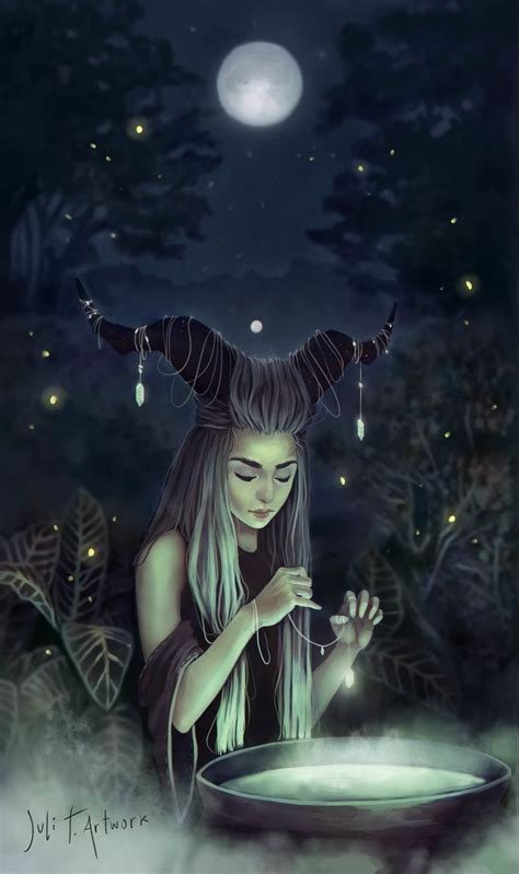 Moon Witch Wiccan Art Fantasy Art Art