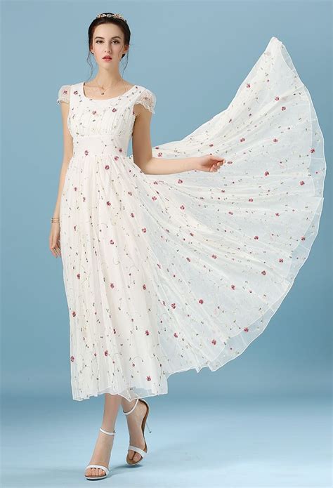 Gorgeous White Chiffon And Lace Maxi Dress On Luulla