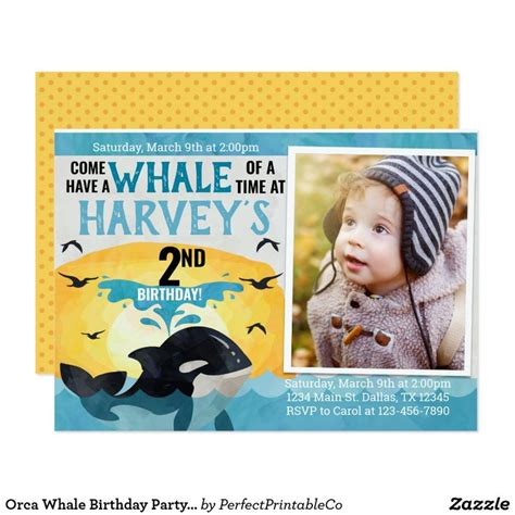 orca whale birthday party invitation invite in 2020 whale birthday parties whale