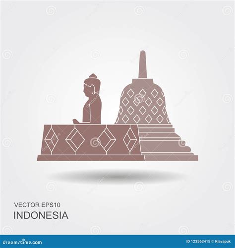 Indonesian Borobudur Ancient Temple Cartoon Vector