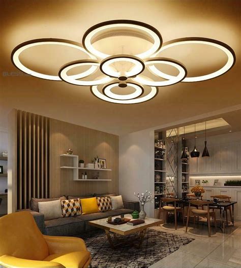 Modern geometric shallow ceiling light. Remote control living room bedroom modern ceiling lights ...