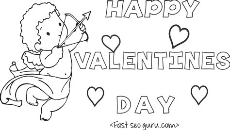 Make a coloring book with valentines day cupid for one click. Print out happy valentines day cupid coloring card