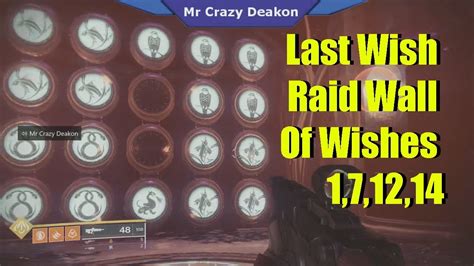 Destiny 2 Last Wish Raid Wall Of Wishes 171214 Youtube
