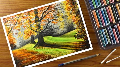 Oil Pastel Scenery Step By Step Tree Landscape Oil Pastel Drawing For