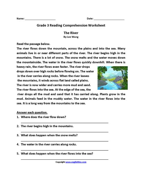 3rd Grade Reading Comprehension Worksheets Pdf