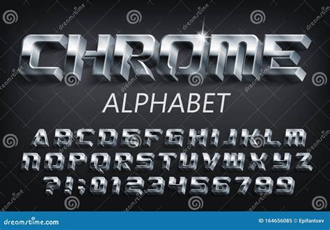 3d Chrome Alphabet Font Futuristic Metallic Letters Numbers And