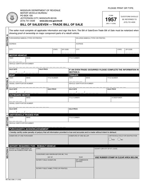 Bill Of Sale Template For Rv