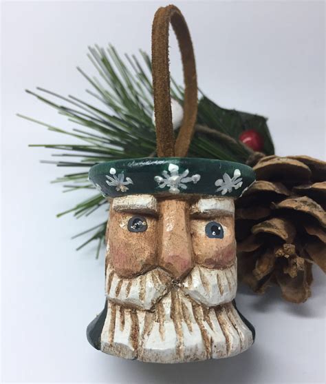 Hand Carved Santa Sewing Spool Primitive Christmas Ornament Etsy