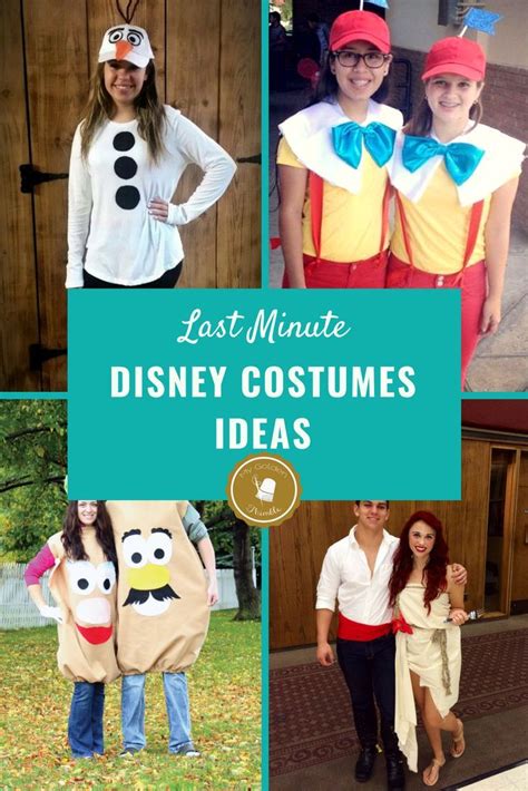 Some People Are Dressed Up As Disney Characters And The Words Last Minute Disney Costumes Ideas