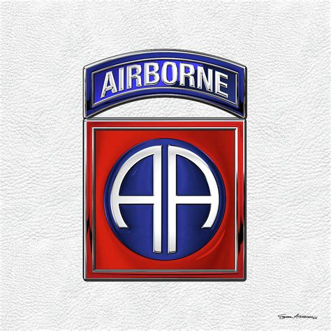 82nd Airborne Division 82 A B N Insignia Over White Leather Digital