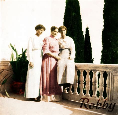 Olga And Tatiana Nikolaevna Romanova With Their Mother Russian Tsarina